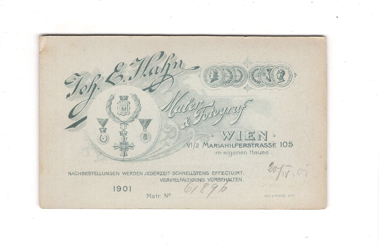 Fotografie Herrenportrait - Wien 1901 / CDV C1-23