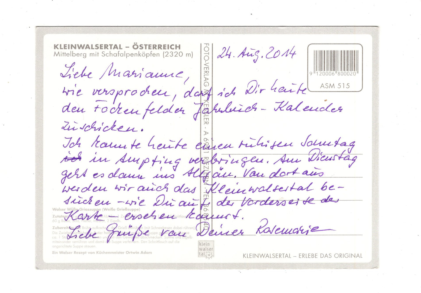 Ansichtskarte Mittelberg / Kleinwalsertal / Österreich