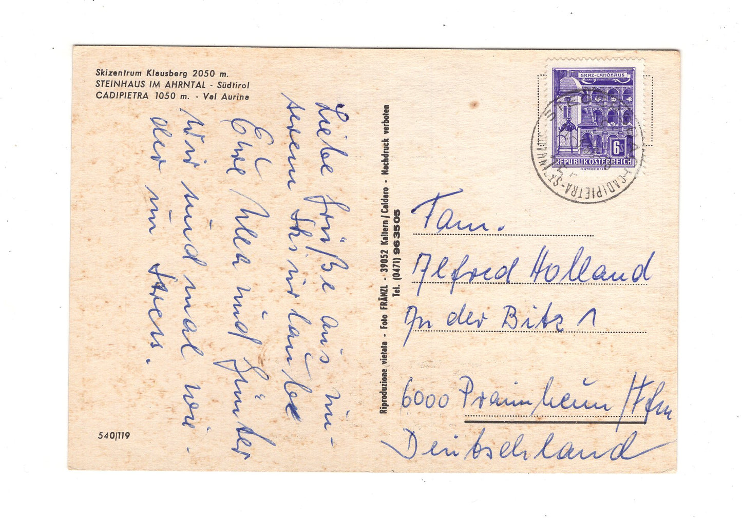 Ansichtskarte Klausberg / Steinhaus im Ahrntal / Südtirol / Italien