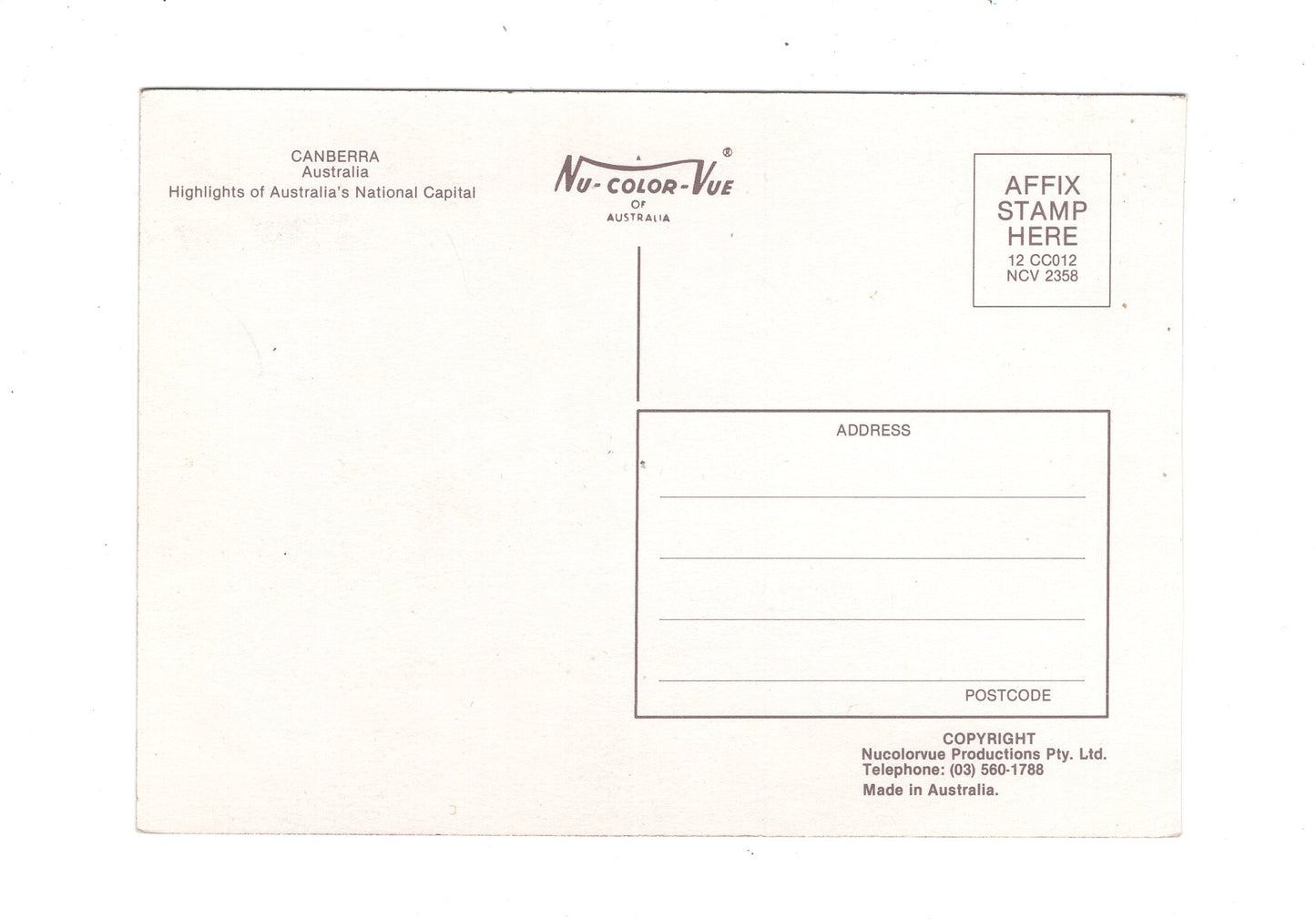 Ansichtskarte Canberra / Australien