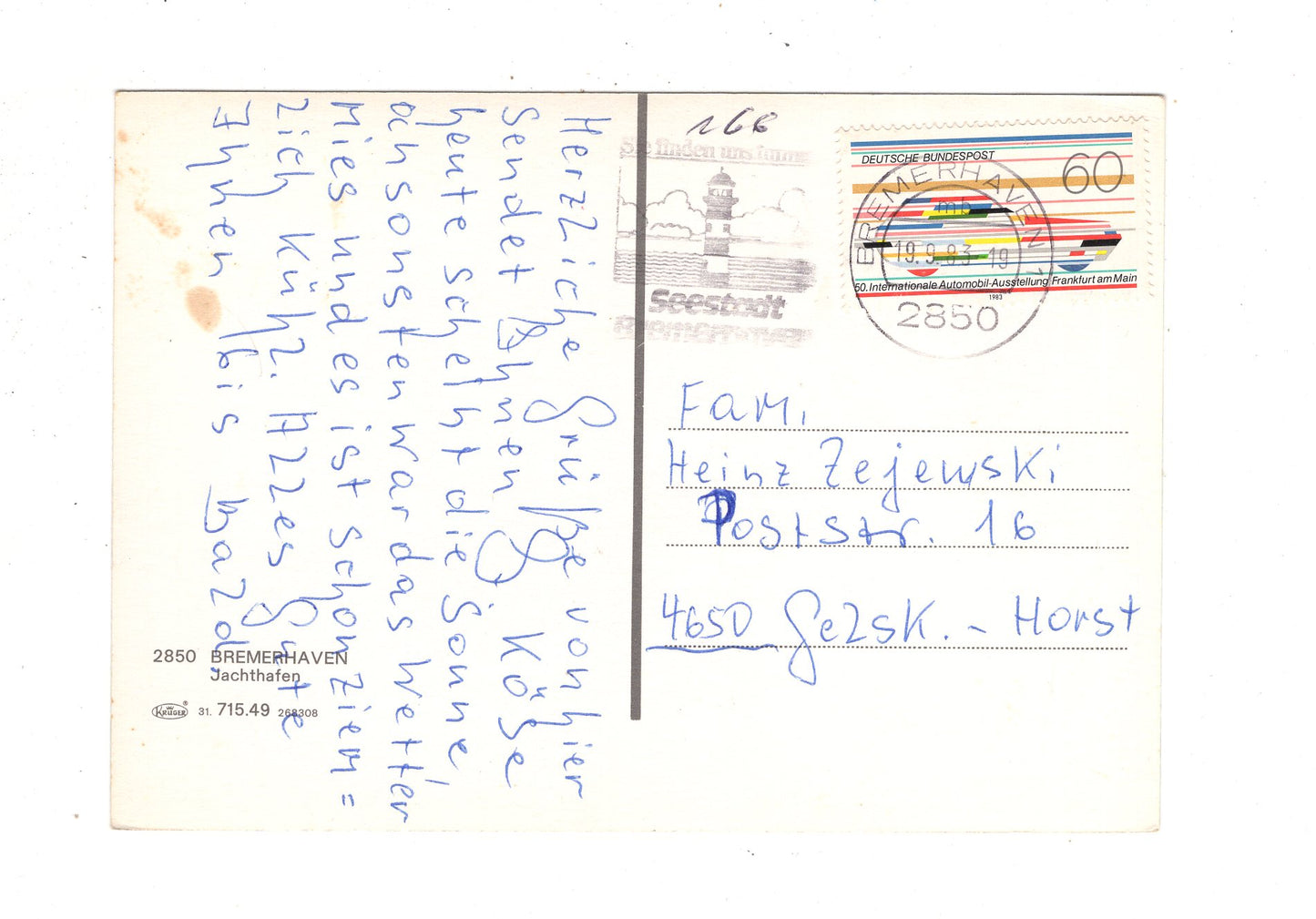 Ansichtskarte Bremerhaven / Jachthafen / J1-67