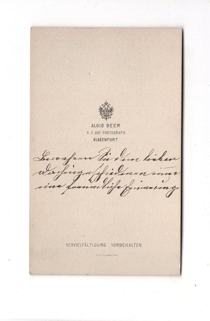 Fotografie Herrenportrait mit Widmung - Klagenfurt 1880er / CDV C1-23