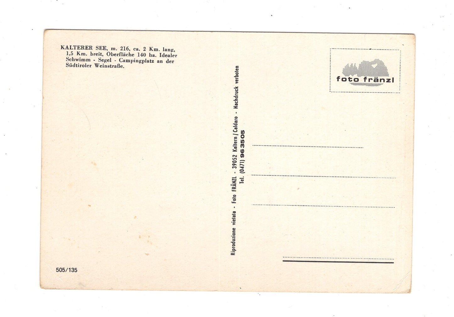 Ansichtskarte Kalterer See / Südtirol / Italien