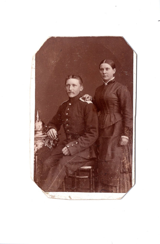 Fotografie Soldat mit Frau - Sonderburg 1880er