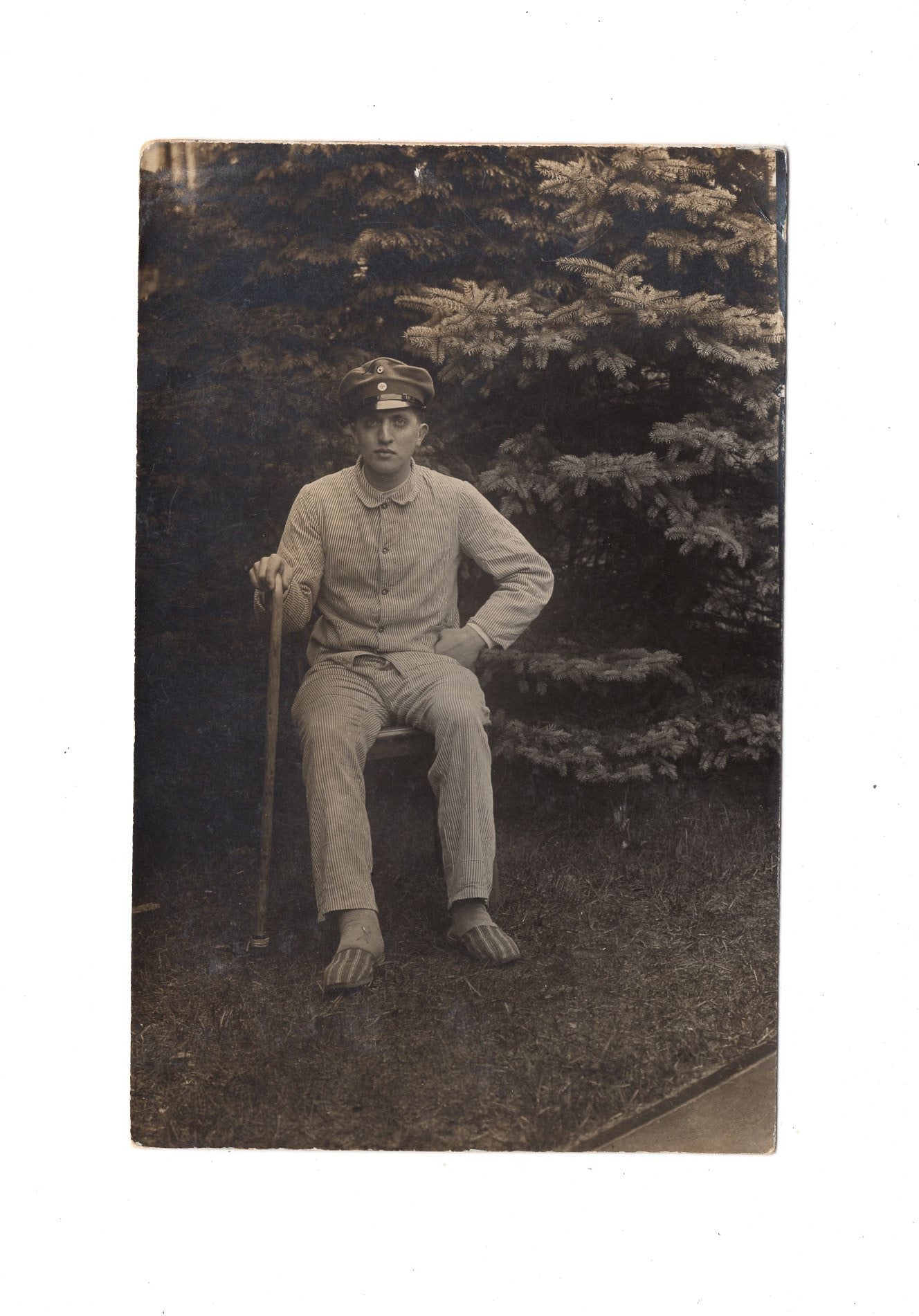 Ansichtskarte / Foto / Feldpost Soldat im Lazarett - Beelitz 1915