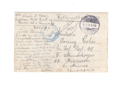 Ansichtskarte / Foto / Feldpost Soldat im Lazarett - Beelitz 1915