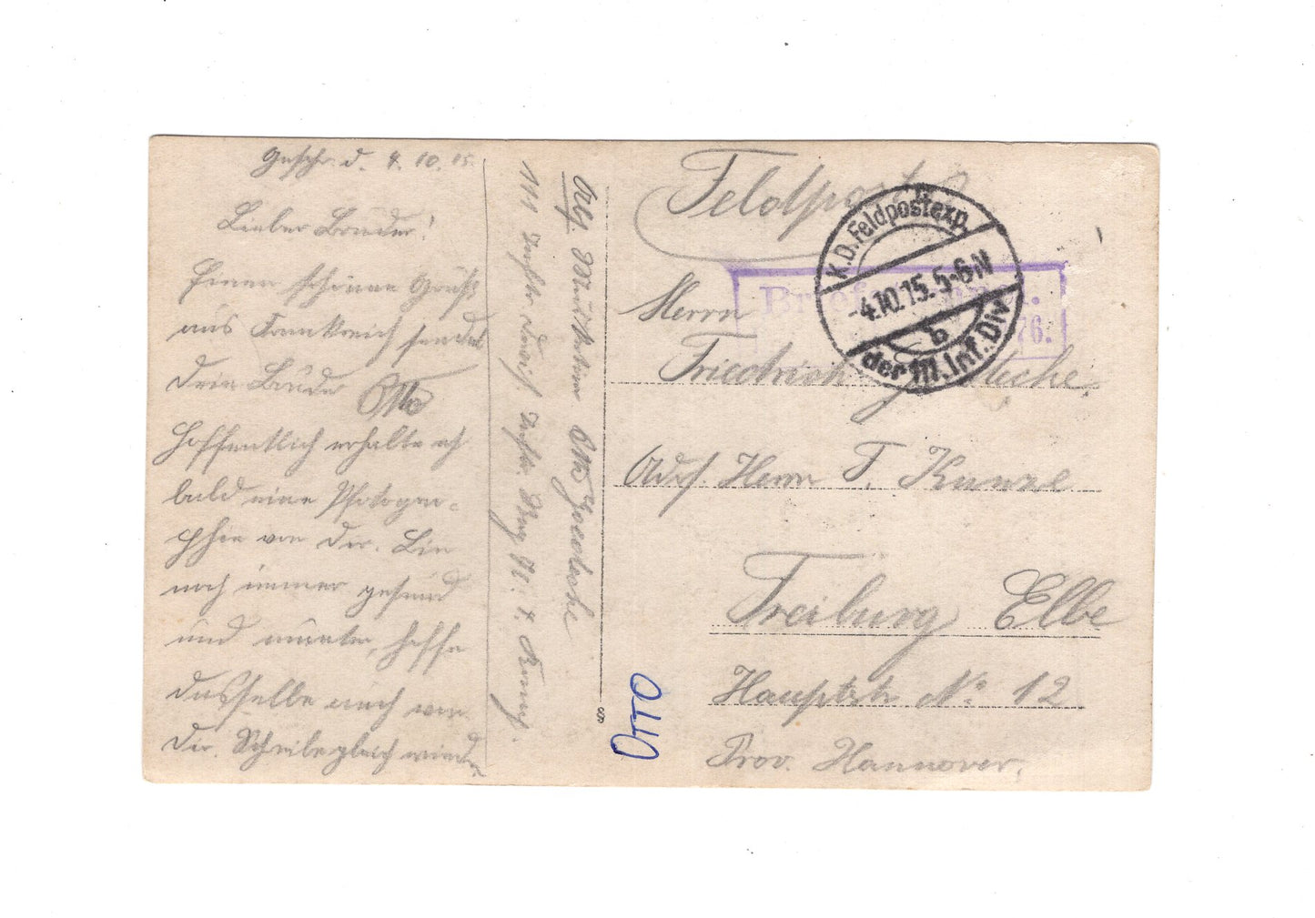 Ansichtskarte / Foto / Feldpost Soldaten vor der Unterkunft - 1915