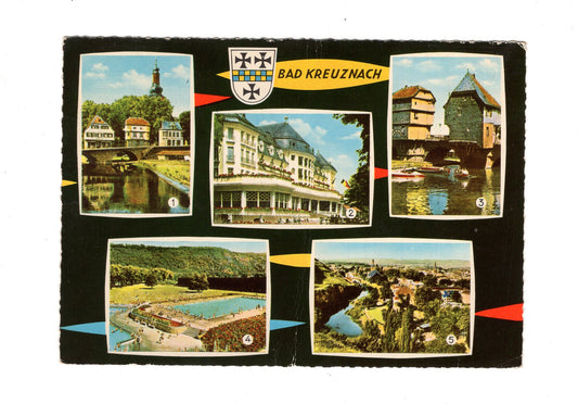 Ansichtskarte Bad Kreuznach / Brückenhäuser / Schwimmbad +++
