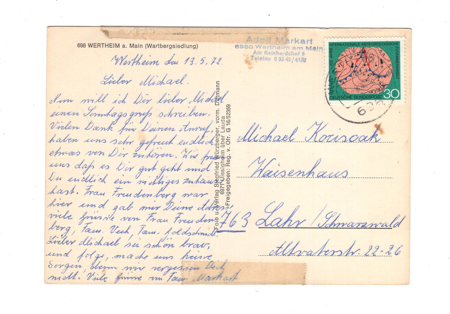 Ansichtskarte Wertheim am Main / Wartbergsiedlung