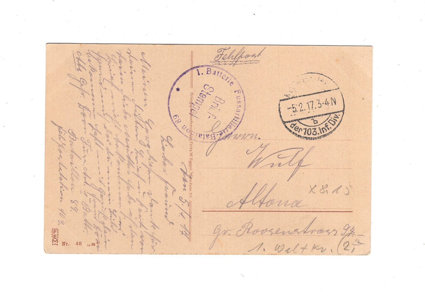 Ansichtskarte / Feldpost Im Schützengraben - 1917