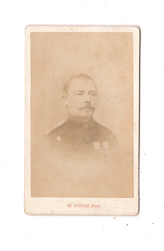 Fotografie Französischer Soldat mit Ordensspange - Straßburg 1880er