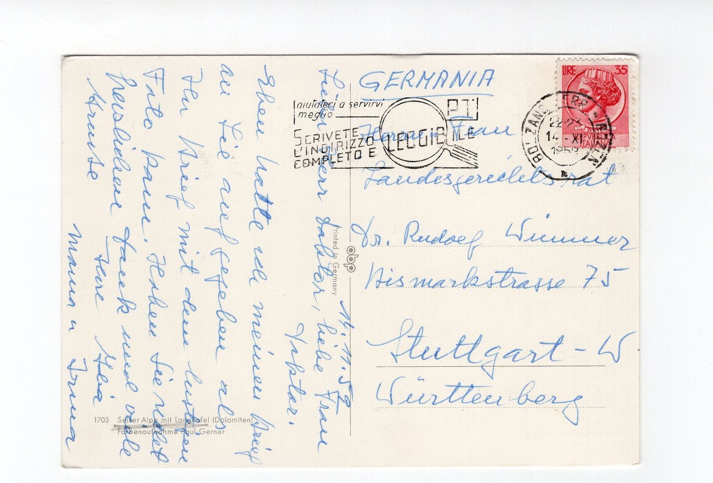 Ansichtskarte Dolomiten / Seiser Alpe mit Langkofel / Südtirol / Italien