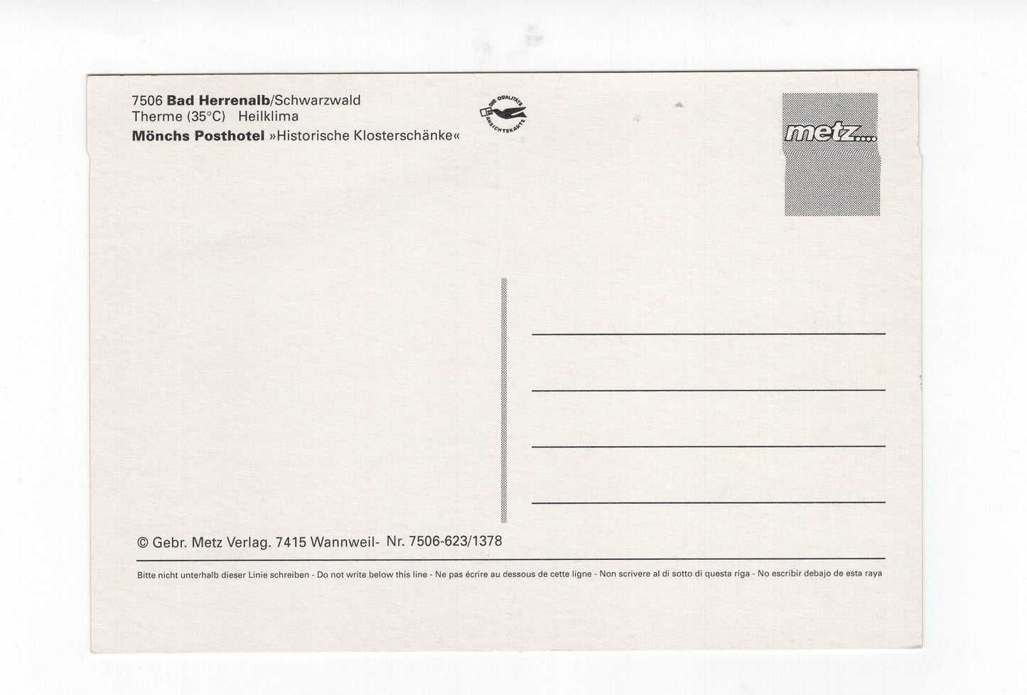 Ansichtskarte Bad Herrenalb im Schwarzwald / Mönchs Posthotel