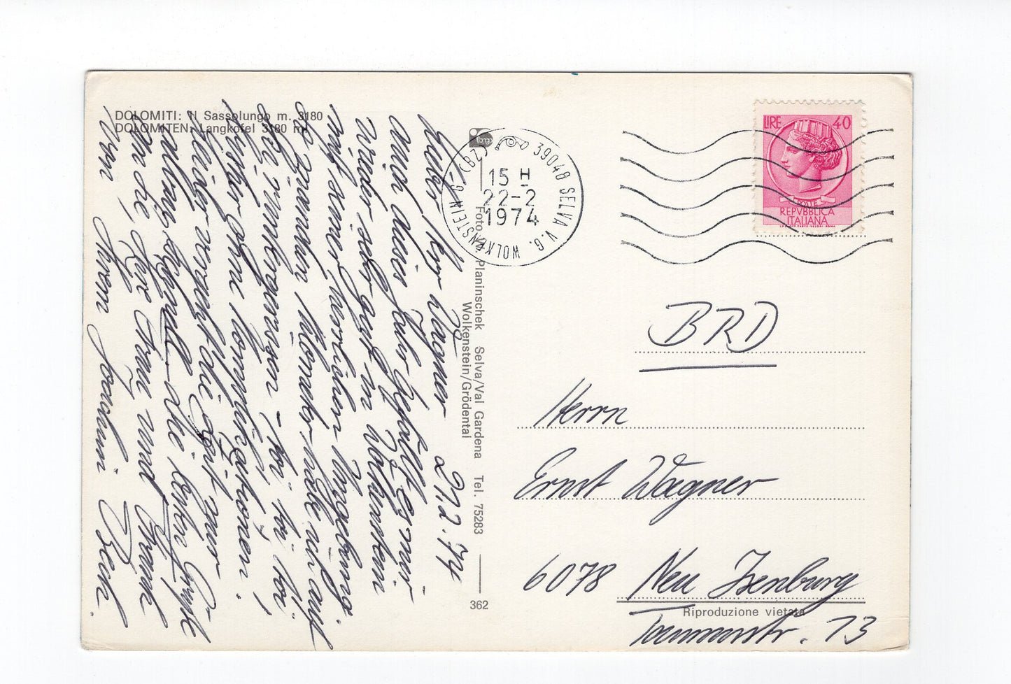 Ansichtskarte Dolomiten / Langkofel / Italien