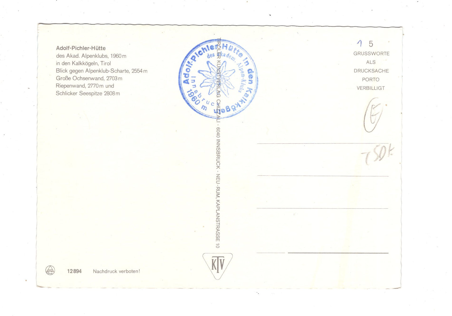 Ansichtskarte Adolf-Pichler-Hütte / Tirol / Österreich / N1-66