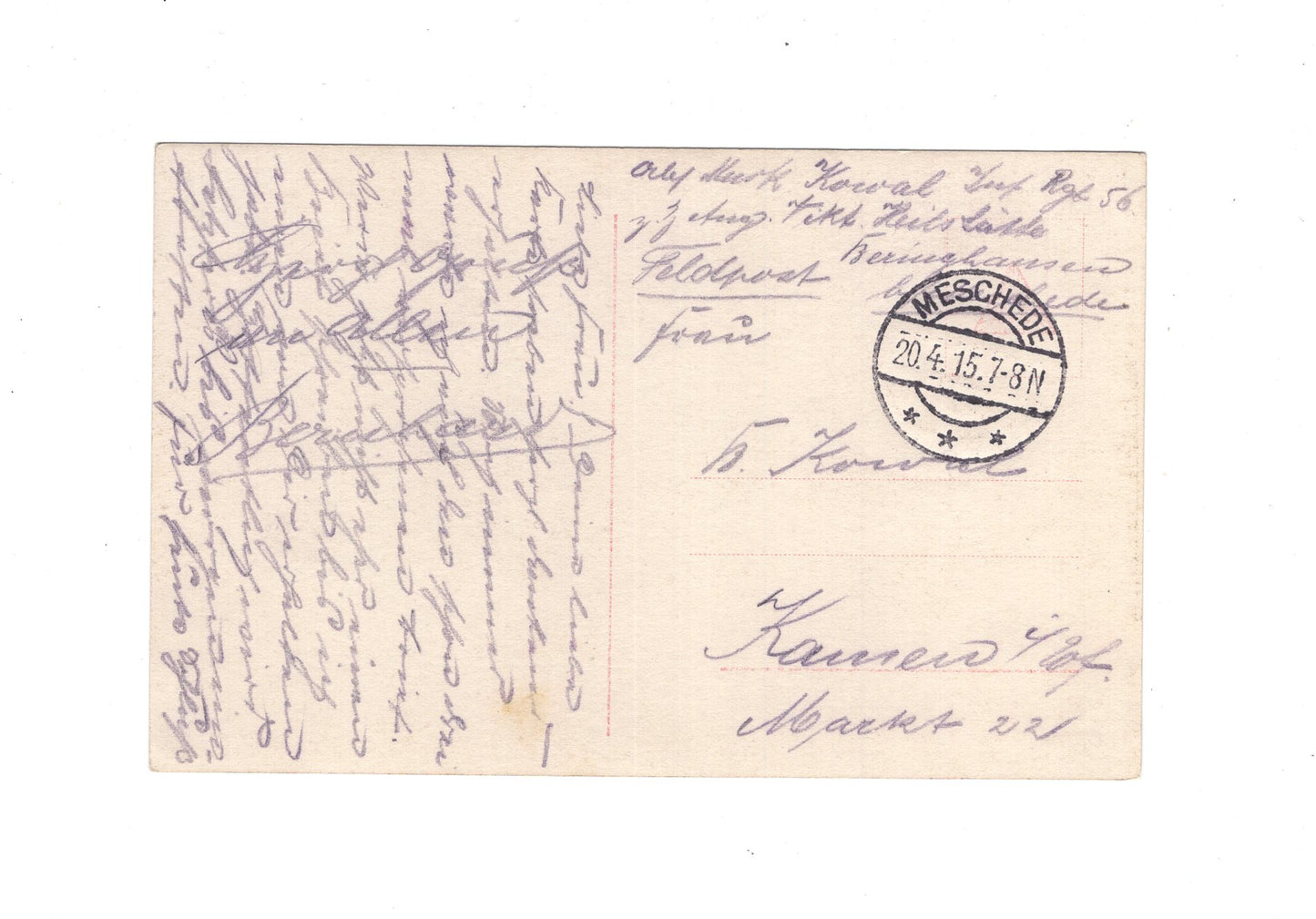 Ansichtskarte / Feldpost / Patriotische Karte - Meschede 1915