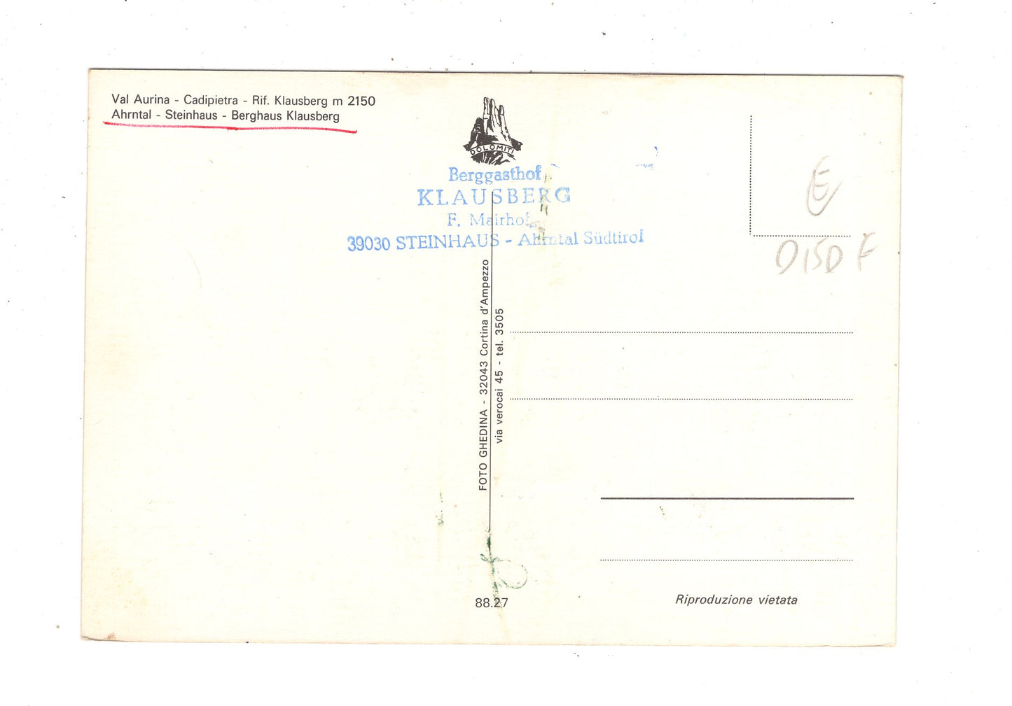 Ansichtskarte Ahrntal / Steinhaus / Berghaus Klausberg / Italien / N1-66