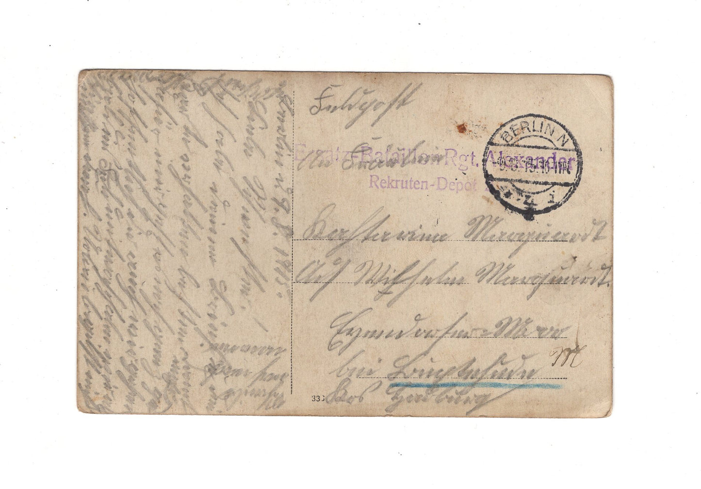 Ansichtskarte / Feldpost / Gruppenbild Soldaten mit Pickelhaube - Berlin 1915