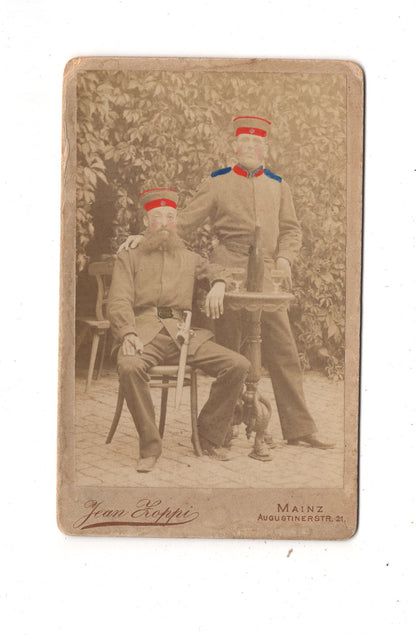 Fotografie Soldaten mit Wein - Mainz 1880er / CDV M1-08