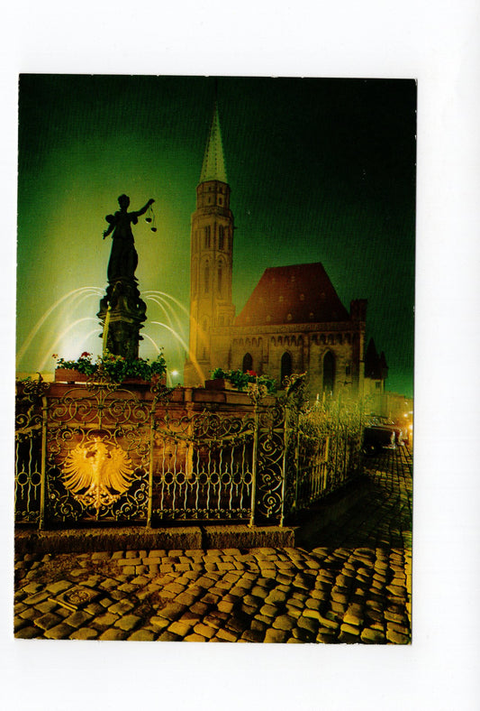 Ansichtskarte Frankfurt am Main / Gerechtigkeitsbrunnen und Nikolaikirche