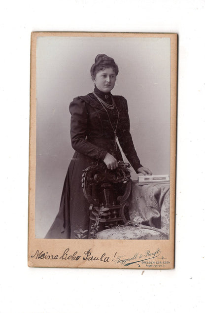 Fotografie Feine Dame - Dresden-Striesen 1890er / CDV L1-27