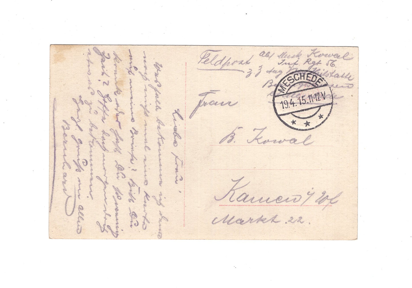 Ansichtskarte / Feldpost / Patriotische Karte - Meschede 1915