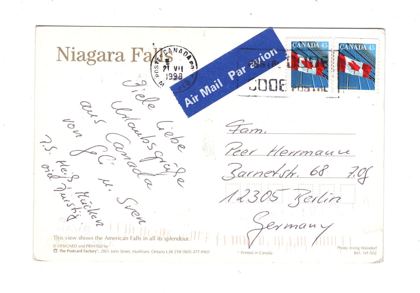 Ansichtskarte Niagara Falls / Ontario / Kanada