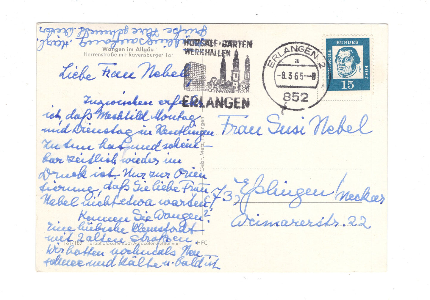 Ansichtskarte Wangen im Allgäu / Herrenstraße mit Ravensburger Tor / H1-57