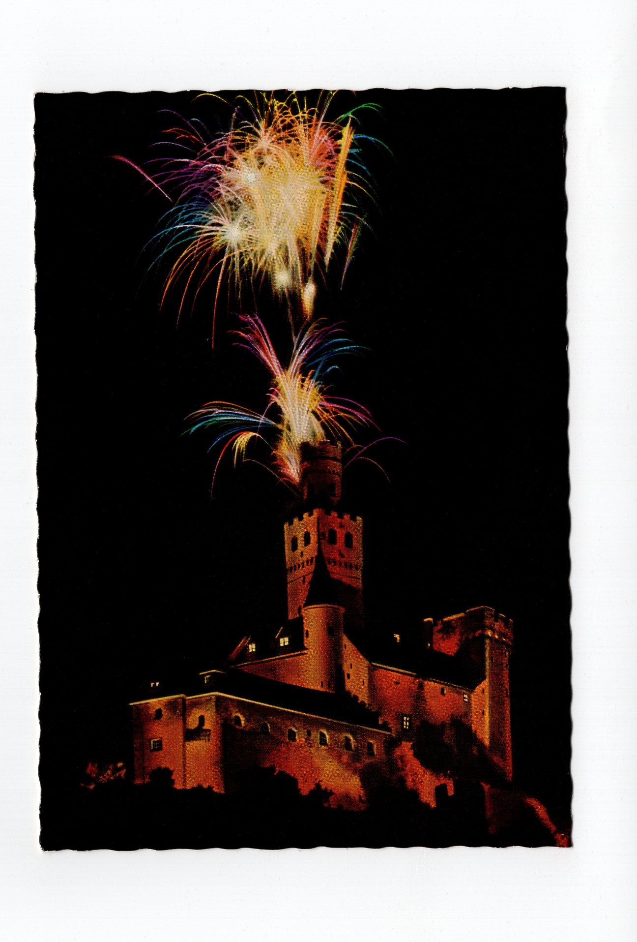 Ansichtskarte Feuerwerk an der Marksburg