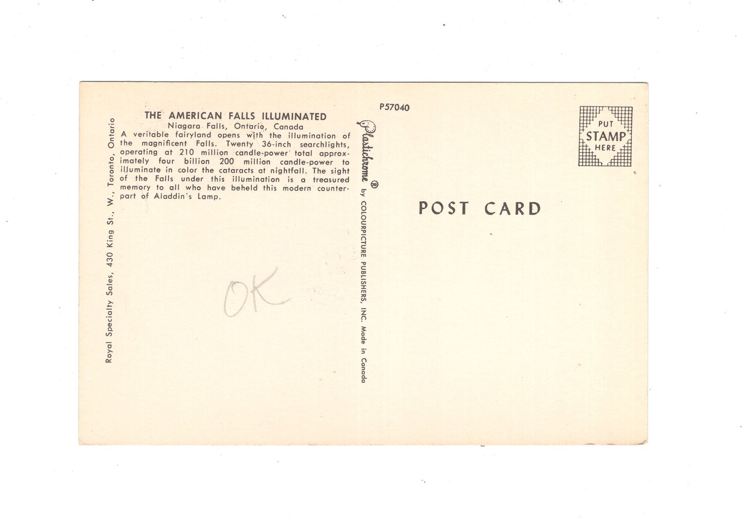 Ansichtskarte American Falls / Illuminated / Niagara Falls / Kanada
