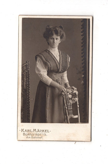Fotografie Feines junges Mädchen - Burgstädt 1900er / CDV L1-27