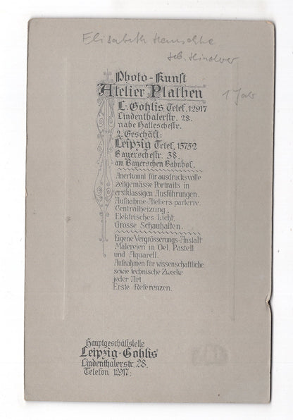 Fotografie Schönes Kinderbild / Baby / benannt - Leipzig-Gohlis 1910er / CAB U-24