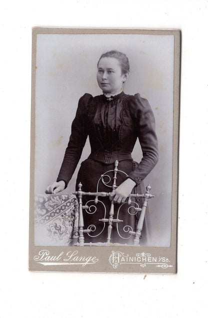 Fotografie Feine Dame - Hainichen um 1900 / CDV L1-27