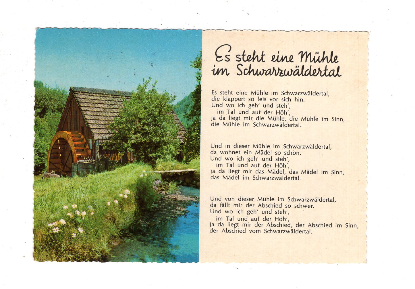 Ansichtskarte Schwarzwald / Es steht eine Mühle im Schwarzwäldertal / J1-68