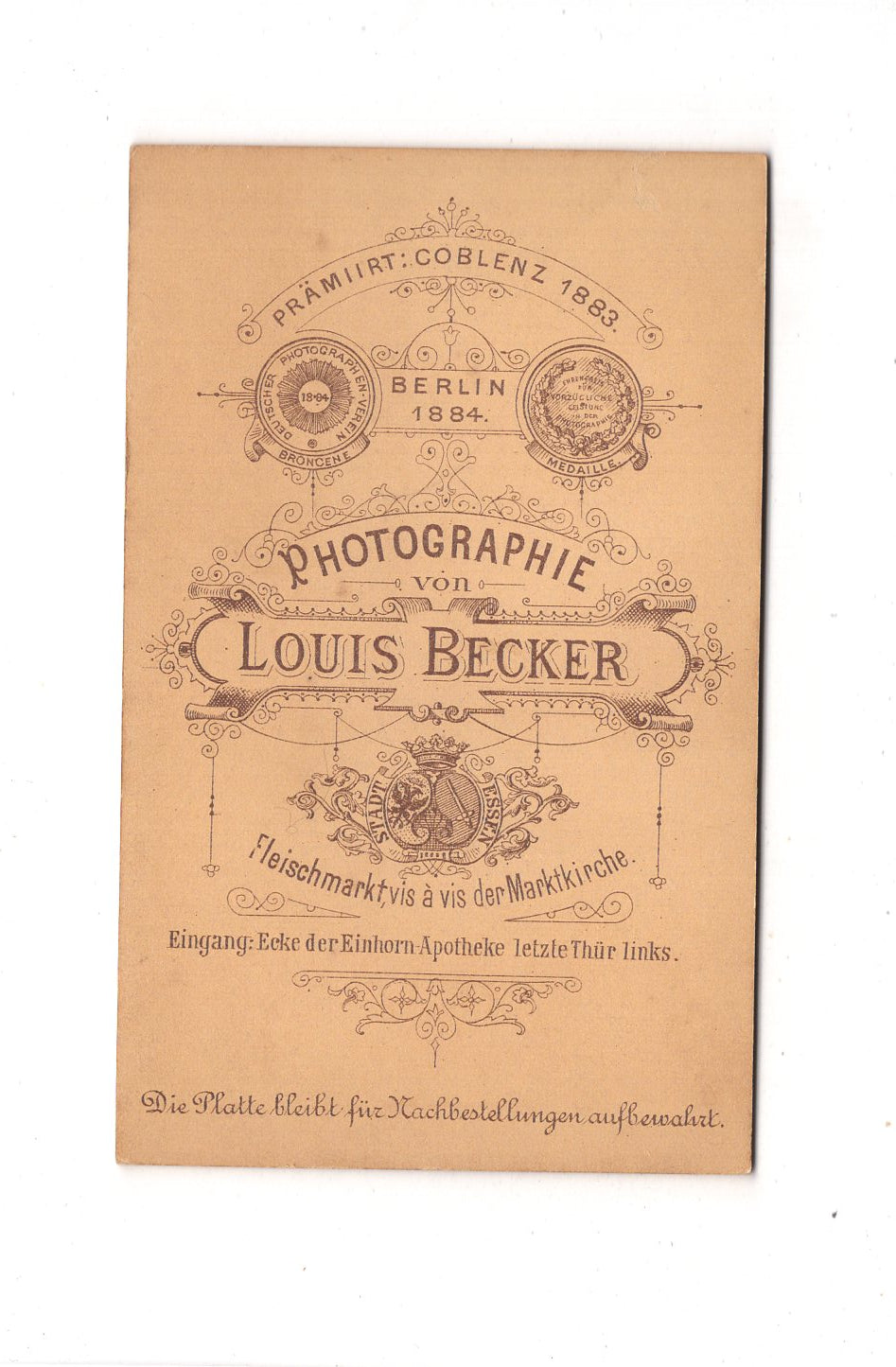 Fotografie Herrenportrait - Essen 1880er / CDV C1-24