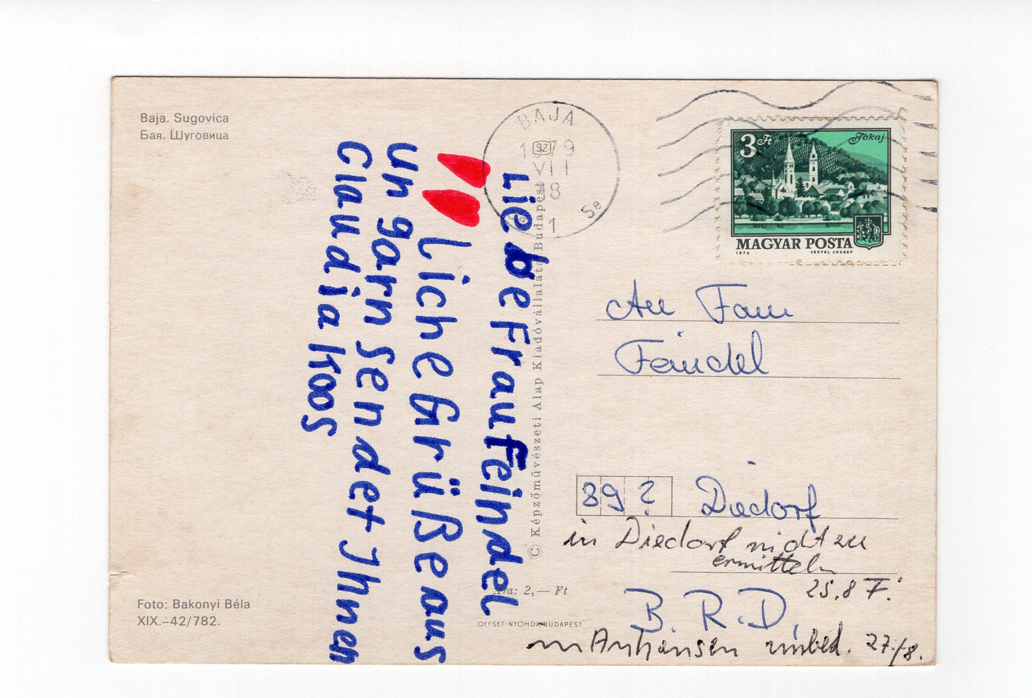 Ansichtskarte Baja Sugovica / Ungarn