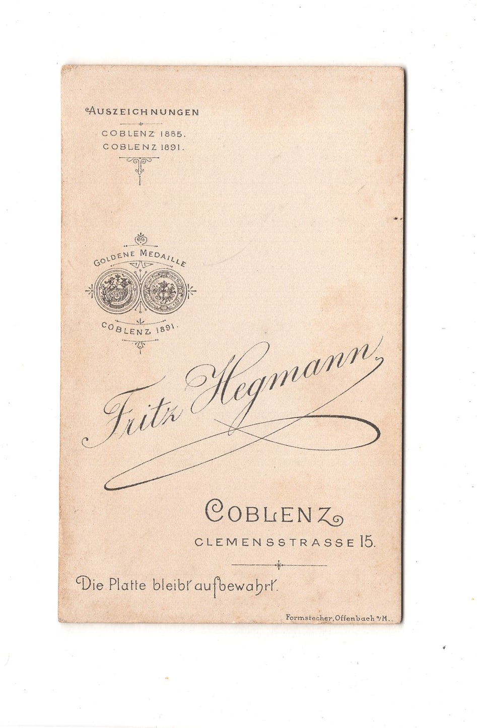 Fotografie Damenportrait - Koblenz 1890er / CDV C1-06