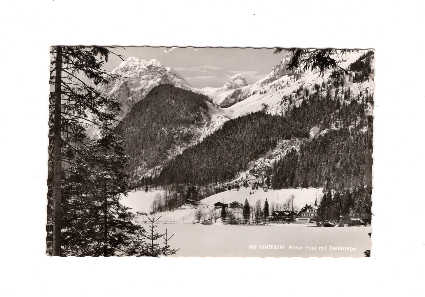 Ansichtskarte Am Hintersee / Hotel Post mit Reiteralpe