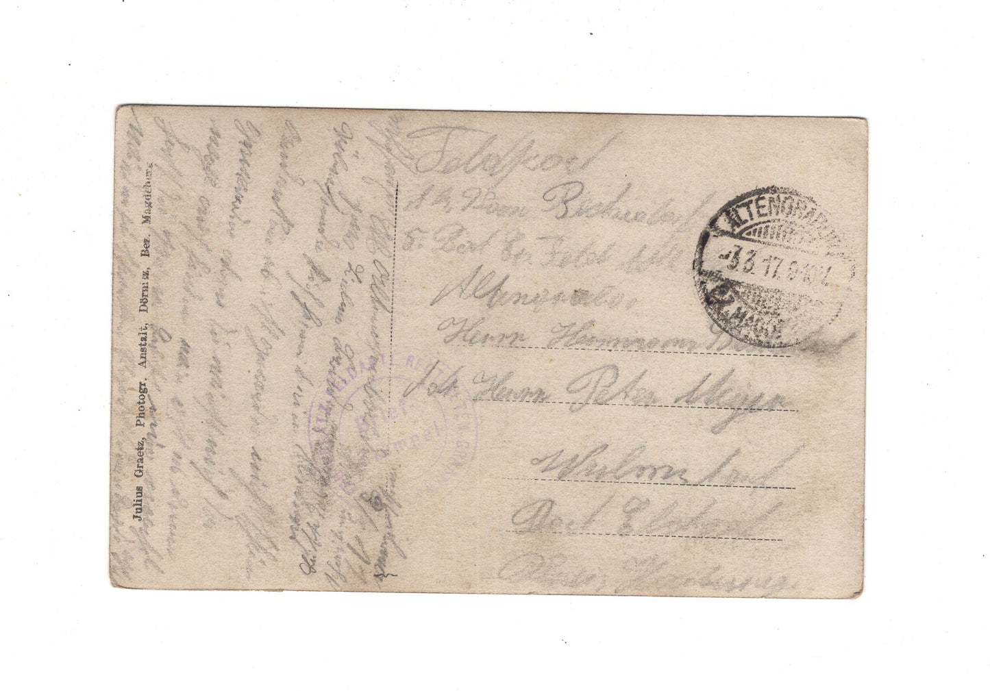 Ansichtskarte / Feldpost / Gruppenbild Soldaten mit Pickelhaube - Altengrabow 1917