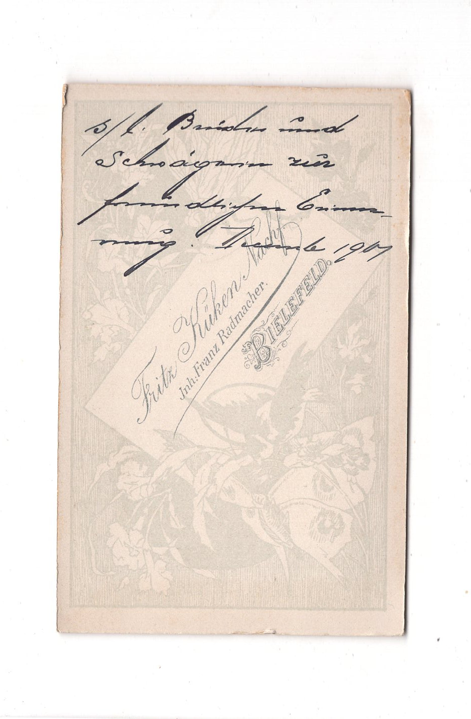 Fotografie Herrenportrait mit Widmung - Bielefeld 1901