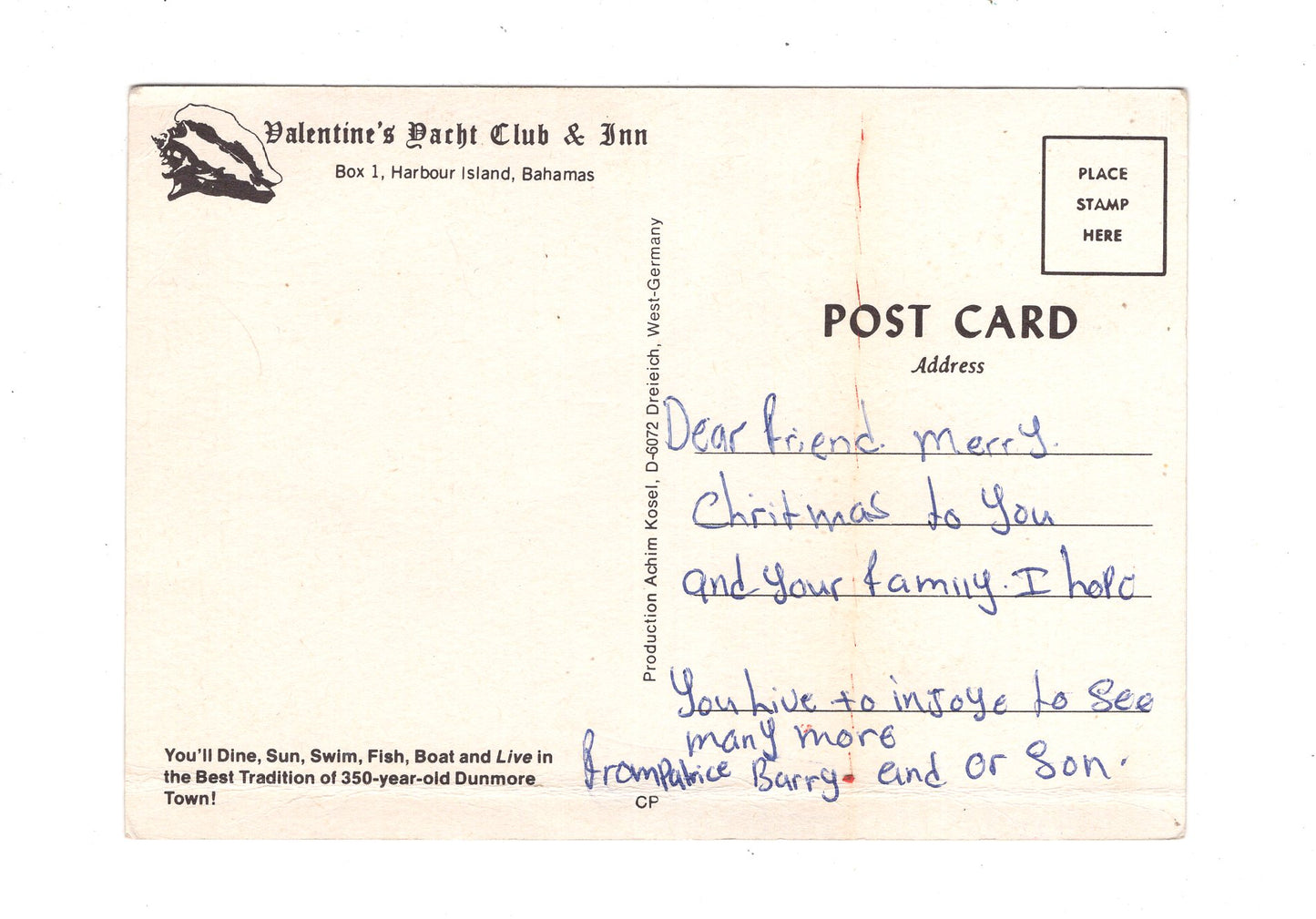 Ansichtskarte Valentine´s Yacht Club & Inn / Harbour Island / Bahamas