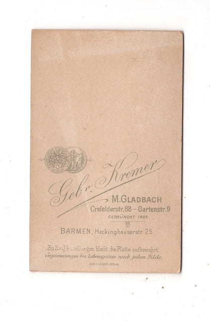 Fotografie Damenportrait - Mönchengladbach / Barmen 1890er / CDV N1-16