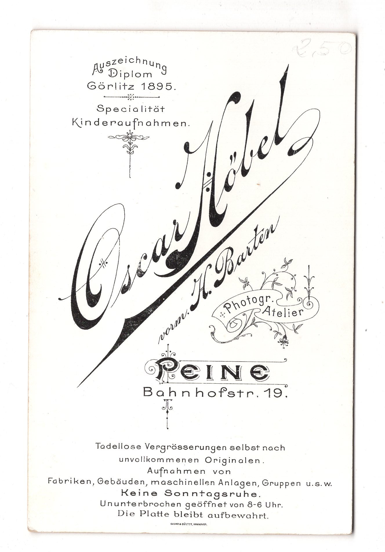 Fotografie Niedliches kleines Mädchen - Peine 1890er / CAB U-25