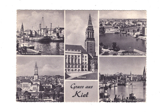 Ansichtskarte Kiel / Rathaus / Am Bootshafen +++