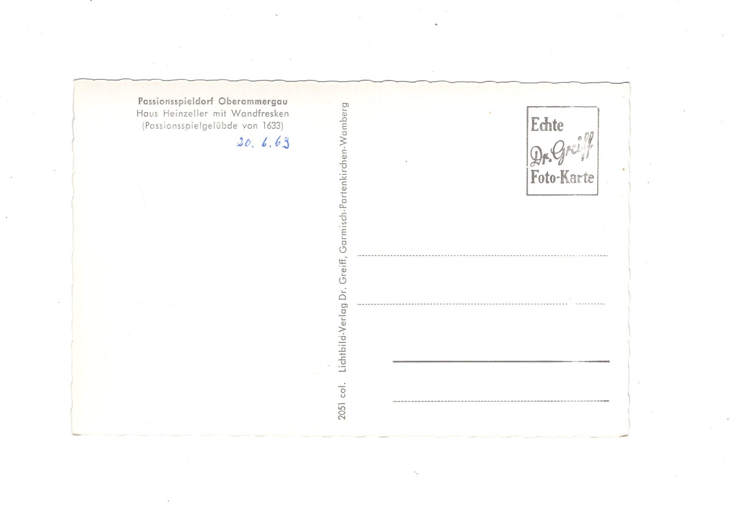 Ansichtskarte Passionsspieldorf Oberammergau / Haus Heinzeller