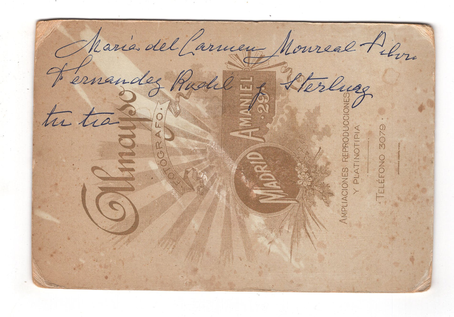 Fotografie Niedliches kleines Mädchen / benannt - Madrid 1890er / CAB U-25