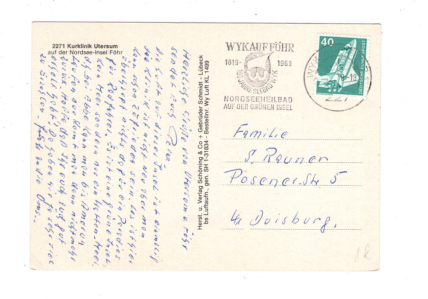 Ansichtskarte Kurklinik Utersum auf der Nordsee-Insel Föhr / L1-68