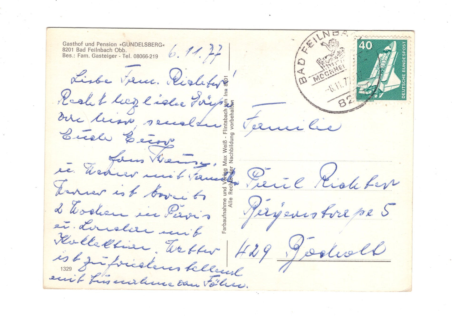 Ansichtskarte Gasthof und Pension Gundelsberg / Bad Feilnbach / Oberbayern