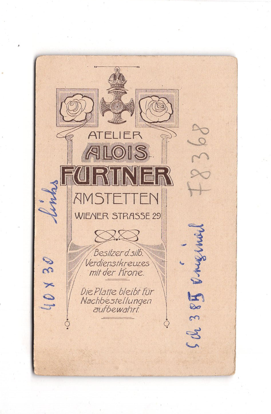 Fotografie Herrenportrait - Amstetten um 1910 / CDV C1-24