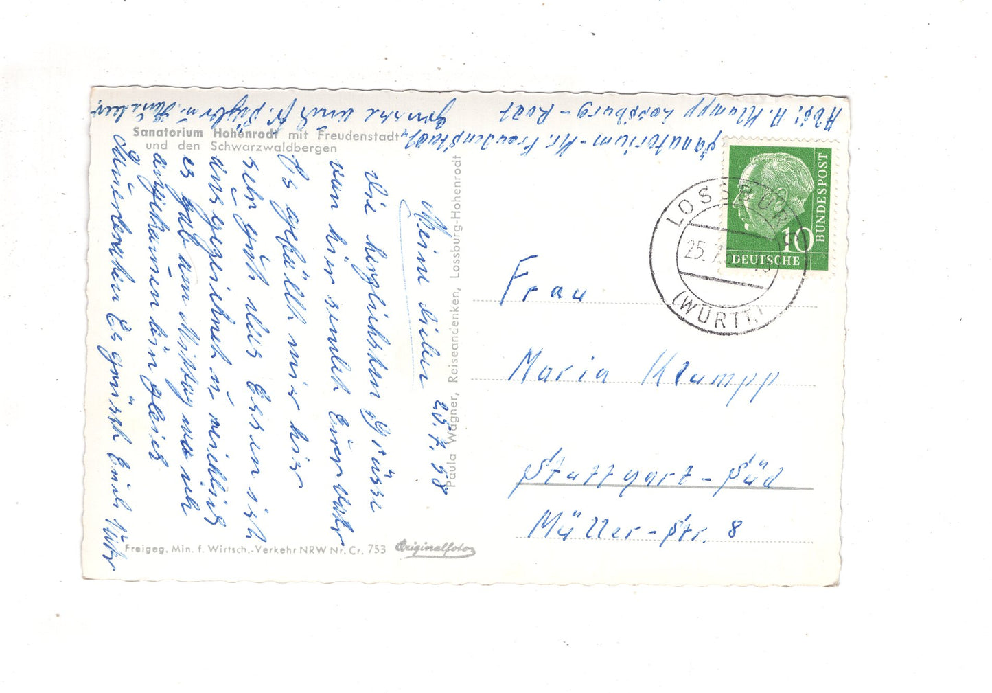 Ansichtskarte Sanatorium Hohenrodt mit Freudenstadt / J1-68